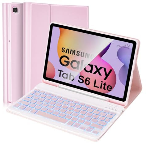 Lively Life Custodia con Tastiera per Galaxy Tab S6 Lite 10.4 2020 (SM-P610/P615), 2022 (SM-P613/P619), Layout Italiano, Rimovibile Tastiera,Retroilluminata Staccabile Tastiera e Custodia, Rosa