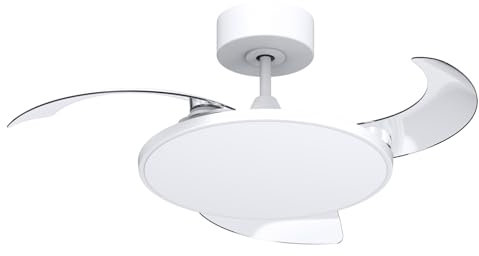 reiga Ventilatori da soffitto con luci e telecomando, 112 cm Ventilatore da soffitto moderno bianco con 3 pale retrattil, 6 velocità, luce a LED dimmerabile