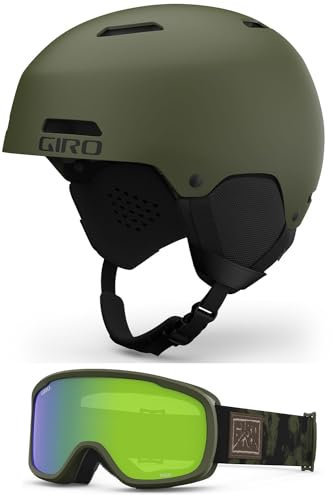 Giro Ledge Combo Pack Ski Helmet - Snowboarding Helmet with Matching Goggles Matte Trail Green/Trail Green Cloud Dust M (55.5-59cm)