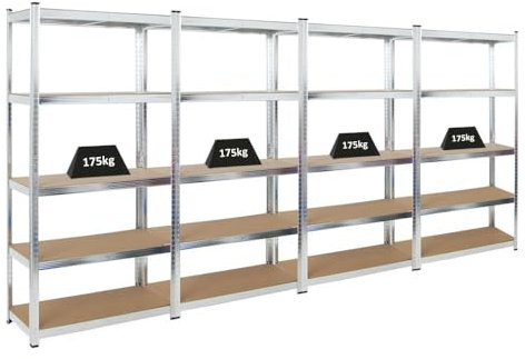 PROREGAL Mega Deal 4X Schwerlastregal Ragnar HxBxT 180x90x40cm mit Fachlast 175kg Verzinkt Garagenregal Kellerregal Werkstattregal Lagerregal Steckregal