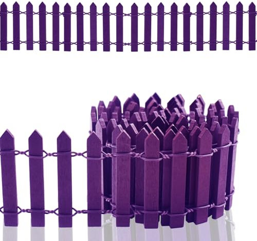 Miniatur-Gartenzaun HolzzaunFlexibler Miniatur-Zaun, Miniatur Zaun Gartenzaun Holz, verwendet für Miniaturlandschaft Puppenhaus Blumentopf Fee Gartendekoration 100cm*5cm Lila