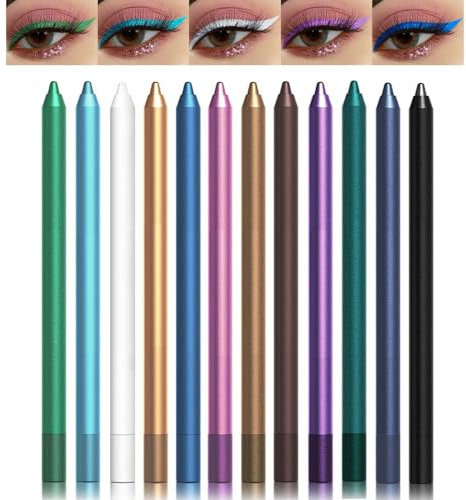 Matt Eyeliner Set - 12 Farben Bunt Gel Eyeliner Wasserfest - Kajal Stifte Glatter & Wischfester & Langanhaltender - Eyeliner Creme Stift Hohe Farbwiedergabe - Colorful Augen Make-up Einfache Anwendung