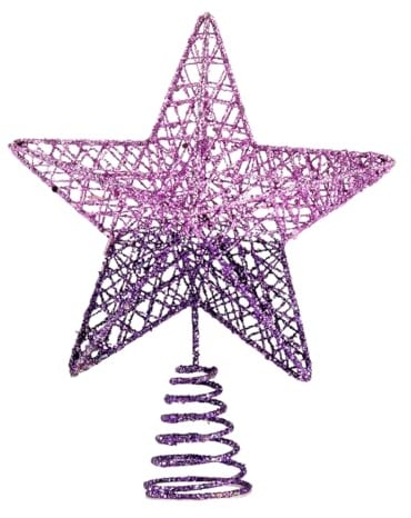 BinaryABC Weihnachtsbaumspitze Stern, glitzernde Weihnachtsbaumdekoration, 20 cm (violetter Farbverlauf)