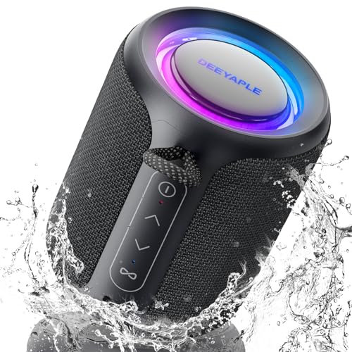 Altavoz Bluetooth inalámbrico, IP67 impermeable y a prueba de polvo, altavoz portátil con luces, sonido estéreo fuerte de 15 W, batería de 2500 mAh durante todo el día, emparejamiento TWS, BT5.3,