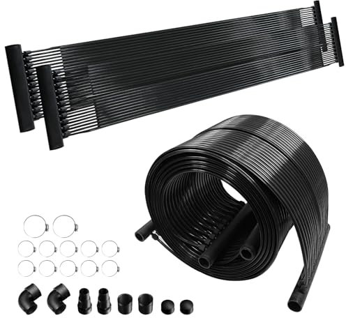 Eachbid 4.9mx0.8m Solar Poolheizung Panel mit Schlauchanschluss für Inground Pool, Aufstellpool, Wetterfeste Poolheizung, Pool Solarpanel Heizsystem, Schwarz
