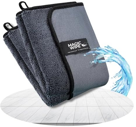 MAGIC WIPE® Bathroom Drying Cloth XXL - 2 Pack 40 x 60 cm Original All Purpose Microfibre Cleaning Cloth - Streak & Lint Free Cloth, Premium Quality Drying Towel for Bathrooms, Kitchen, Mirrors, Car