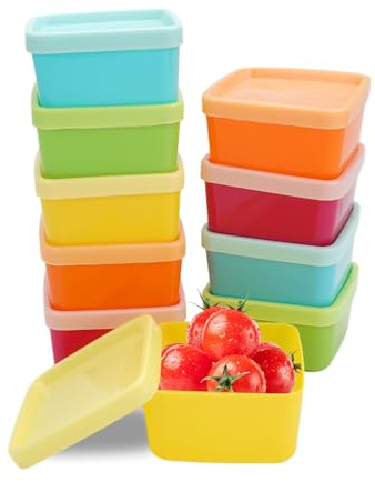 Gefrierdosen Klein mit Deckel Plastik 6,5x6,5x3,5cm 10 Stück Kleine Dosen | Mini Vorratsbehälter, Tiefkühldose, Plastikbehälter, zur Aufbewahrung von Snack, Obst, Gewürze, Mini Aufbewahrungsbox