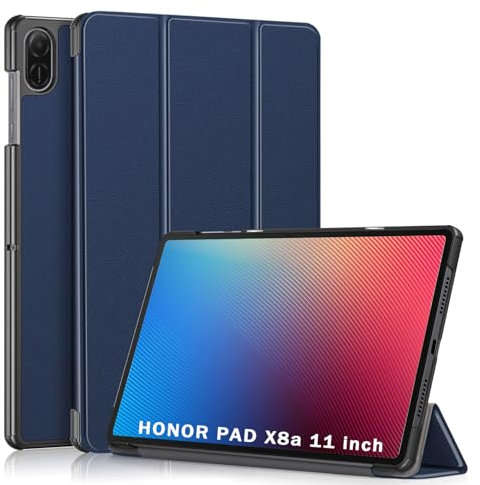 XLTTONG Funda para Honor Pad X8a de 11 Pulgadas 2024, con función de activación/desactivación automática, Soporte Plegable en Tres Partes, Funda Inteligente de Ultra - Fino Falso Cuero (Azul)