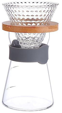 OKUMEYR 2 Stück Kaffeefilter aus Glas für Tasse Kaffeekanne mit Filter Holz und Silikon Praktisch für Handaufguss