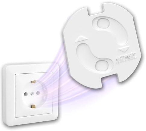 WunderHippo 25x Steckdosensicherung mit Drehmechanik – Kindersicherung für Steckdosen – Steckdosenschutz verhindert Unfälle & Stromschläge – Schutz für Babys & Kinder – Steckdose Kinderschutz – Weiß