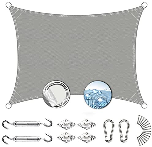 Brise-vue 3 x 6,2 m avec protection UV 90 % et kit de fixation Idéal pour jardin Gris clair