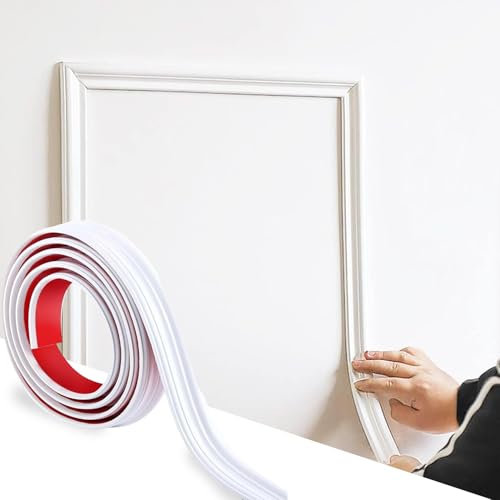 Peel and Stick Wall Moulding Panels,Wall Panelling Kits Self Adhesive，Wall Molding Trim for Mirror Frame, Chair Rail, Wall Protection and Home DIY Decoration 9.84ft X 1.58in