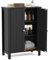 GIANTEX Freistehender Badezimmerschrank mit 2 Einlegeböden, mit 2 Holztüren, 60 x 30 x 80 cm, 3 Farben (Schwarz)