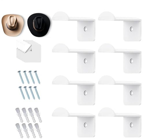 Stark klebender Huthaken, Cowboyhuthaken für Wandaufkleber - 2,8 Zoll doppelseitiger Organizer Display für zu Hause, 8 x Baseball Caps Rack, Cl