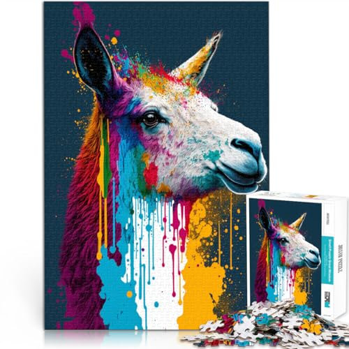 1000-teiliges Puzzle Erwachsene, Art Neon Alpaca Jigsaw Puzzle. Helfen Sie dem Gehirn, süchtig machende Spielzeuge zu trainieren, um Geduld zu entwickeln. 19,7 Zoll x 29,5 Zoll