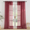 PONY DANCE Rote Gardinen Wohnzimmer Vorhang Transparent Voile Gardienen 2-Set H 245 x B 140 cm Leinenoptik Vorhänge Ösenvorhang Durchlässig Ösenschal Luftig Dekoschal