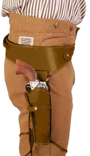 Spielzeugpistole und Gürtel, Cowboy -Waffengürtel pu Western mit Doppelrevolverhalter, eingröße Westgurte für Männer, Steampunk -Kostüm (Dunkelbraun)