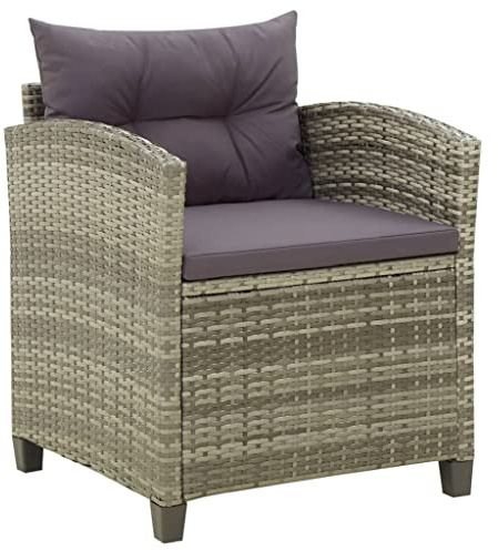 QZZCED Gartenstuhl mit Kissen Poly Rattan Grau Balkonstühle Terrassenstühle für Innenhöfe