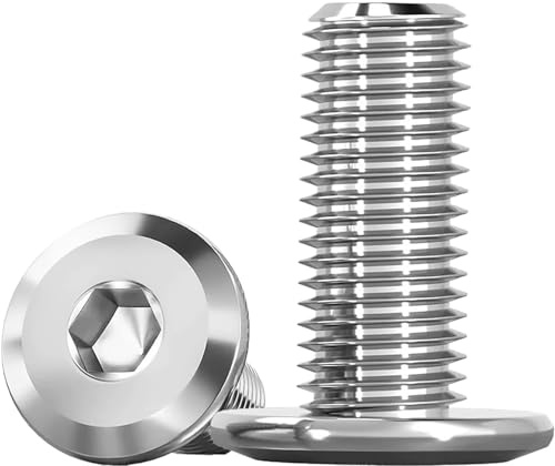 Humyu Vis à tête plate Inox A2 (INBUS) - M8 x 20 mm - Lot de 10 pièces - Vis à empreinte hexagonale - Pour Meubles, Métal, Bois, Extérieur