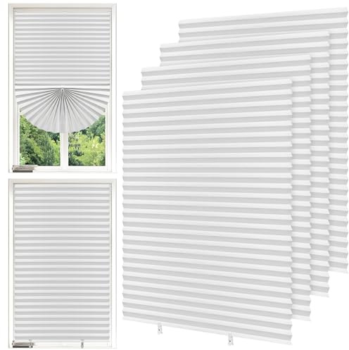 4 Pack Temporary Blinds - No Drill Temporary Blinds Stick on Blackout Shades, Non-Woven Fabric Crop, Self Adhesive No Drill Blinds for Kitchen Bedroom Doors Windows Bathroom, 90 x 180CM Blackout