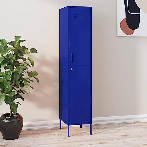 Owoxanthellate Stahlschrank Marineblau 35x46x180 cm abschließbarer Spind mit 4 Einlegeböden Höhenverstellbare Stellfüße für Büro Flur Lager Werkstatt und Zuhause