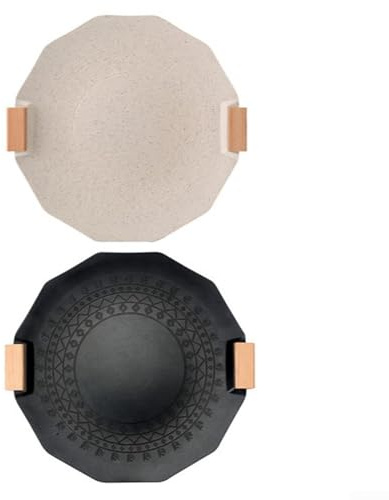Poêle grill d'extérieur antiadhésive avec chauffage rapide, poignées en bois et fond composite compatible avec cuisinières à gaz, induction et électriques pour camping (40 cm, noir)