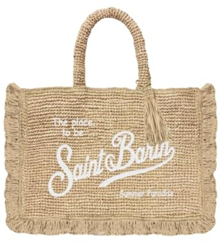 Saint Barth Bolso Raffia Volant Mini Mujer Rosa