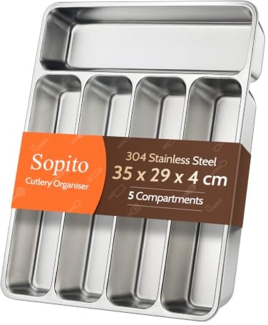 Sopito Edelstahl Besteckkasten für Schubladen Organizer