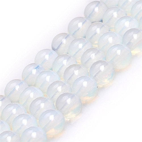 10mm White Opalite Beads Round Semi Precious Gemstone Loose Beads for Jewelry Making (38-40pcs/strand)