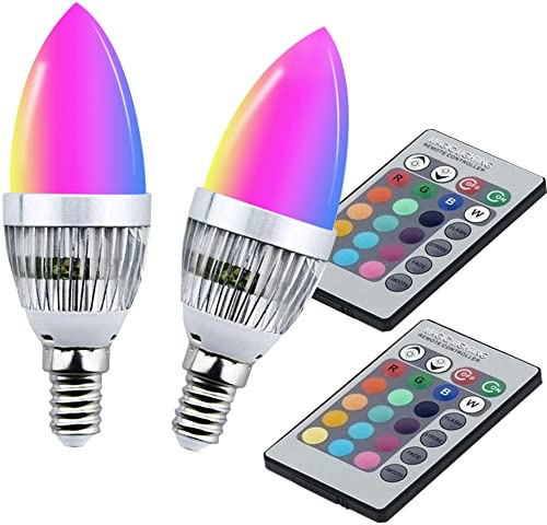 YAKAiYAL RGB E14 LED Kerze Birne 16-Farbwechsel C35 Glühbirne 4-Modi für Stimmung Beleuchtung 2-Stück MEHRWEG