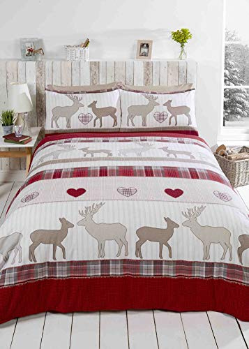 Rapport Duvet Cover, 100% brushed cotton, Red, Double