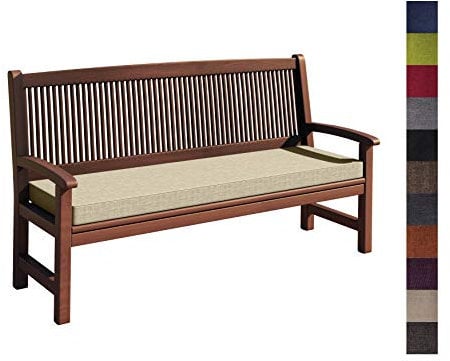 sunnypillow Bankauflage Outdoor - Stuhlkissen mit abnehmbarem Bezug - Sitzkissen für Bank - Bankpolster Polsterauflage Auflage für Gartenbank - 140 x 50 x 5cm - Bankkissen für Gartenmöbel Cremefarben