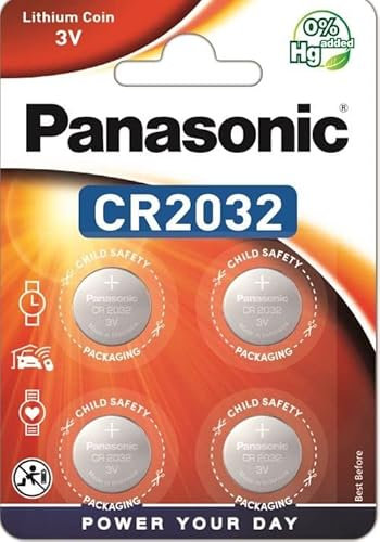 Pile a bottone al litio Panasonic CR2032, 1 confezione da 4