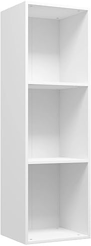 vidaXL Libreria/Mobile TV con 3 Vani a Giorno Classico Robusto Armadietto Basso Base Porta TV Orizzontale Bianco 36x30x114 cm in Multistrato