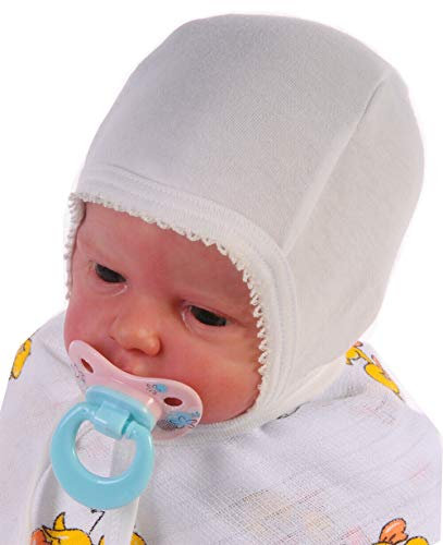 La Bortini Mütze Erstlingsmütze Haube zum Binden Mützchen Babymütze 34-39 50 56 62 Unisex (Creme, KU 38-39cm. (62))
