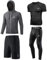 MEETYOO Herren Kompressionsshirt Set, Schwarz-kurzarm, L EU