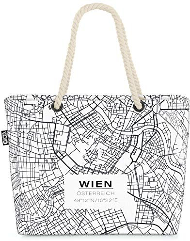 VOID Wien Karte Strandtasche Shopper 58x38x16cm 23L XXL Einkaufstasche Tasche Reisetasche Beach Bag