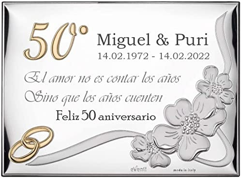 Placa 50 aniversario bodas de oro personalizada 2 tamaños