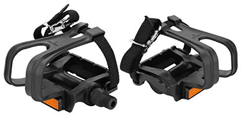 1 Paar Fahrradpedal Nylon-Hohlrad-Pedale mit Zehenclips und Riemen für Mountainbikes Rennrad