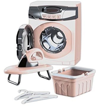 Teorema Giocattoli - Set Lavanderia Giocattolo con Lavatrice Bambini Funzionante Luci Suoni, Ferro e Asse da Stiro, Elettrodomestici per Bambini, Lavatrice Giocattolo per Bambini Realistica 13x8x17cm