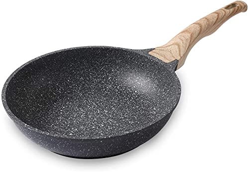 Motase Bratpfanne, 24.1 cm, antihaftbeschichtet, Granitbeschichtung, Omelett-Pfanne, 100 % PFOA-freies Kochgeschirr, gesunde Antihaftbeschichtung, Kochtopf, Schwarz (Geschenk 2022 Jahre)