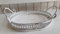 Dekotablett Kezentablett Weiß OVal Holz Metall Shabby Chic 26,5 x18 x 9 cm