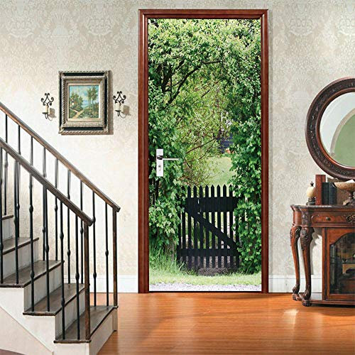 VIRANDA Türtapete Selbstklebend Türposter - Garten - Türfolie Türaufkleber 3D, 90 x 200 cm