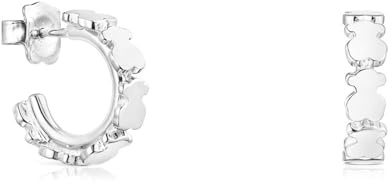 TOUS Pendientes Aro para Mujer de Plata de Primera Ley, Colección Straight