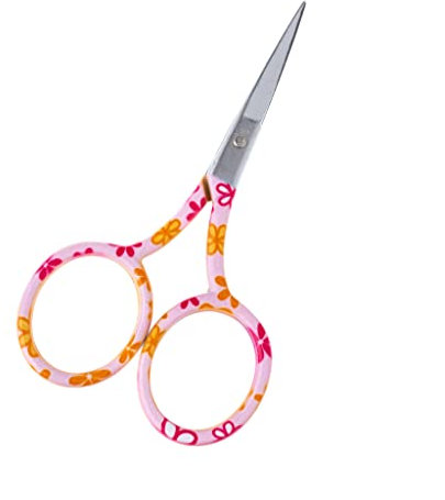 The Quilted Bear Stickschere im klassischen Stil, 8,9 cm (rosa Gänseblümchen) – scharfe Schere für Regenbogenfäden und Stoffe, Stickerei- und Feinarbeitsschere für präzises Schneiden