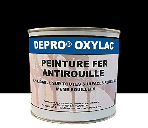 OXYLAC Peinture antirouille pour métal neuf et rouillé - 500GR (NOIR BRILLANT)