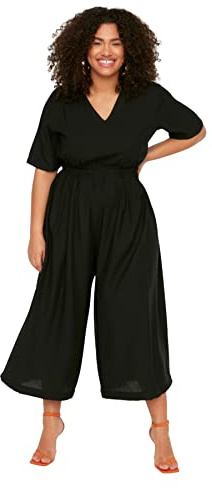 TRENDYOL Damen Trendyol Women Plain Woven Plus Size Overalls Overall (1er Pack)