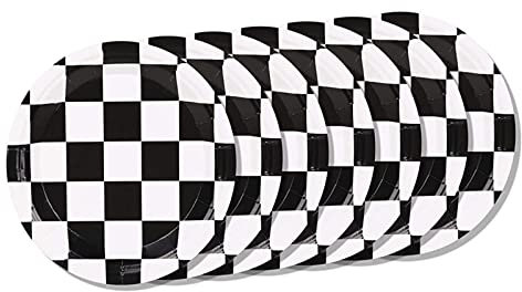 Mienocol 40pcs Black and White Checkered Paper Plates,7 inch Black and White Checkered Plate for Racing Car Themed Party Supplies Boys Girls Birthday,Picnic,Themed,Tea Party Table Decoration