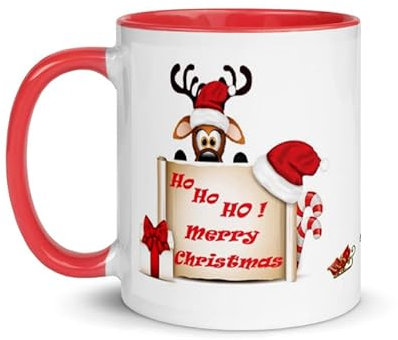 Générique Mug rouge renne rigolo Merry Christmas à offrir pour Noël à un Ami, Copain, Copine, Mari, Femme, Enfant, Parent à offrir pour le plaisir.