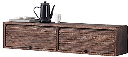 KAXGU Schwebender Tv-Schrank, Rolltür-Design, Wandmontage, Tv-Regal Mit Zwei Schubladen, Media-Entertainment-Center-Wohnmöbel Für Wohnzimmer, Schlafzimmer/Wood Color/120X25X25Cm